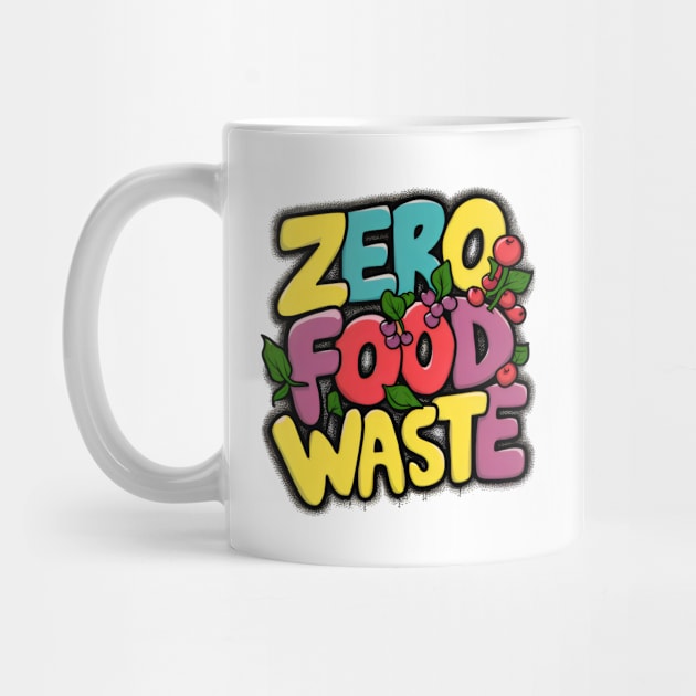 Zero Food Waste Colorful Lettering by Xiaoxiao Art